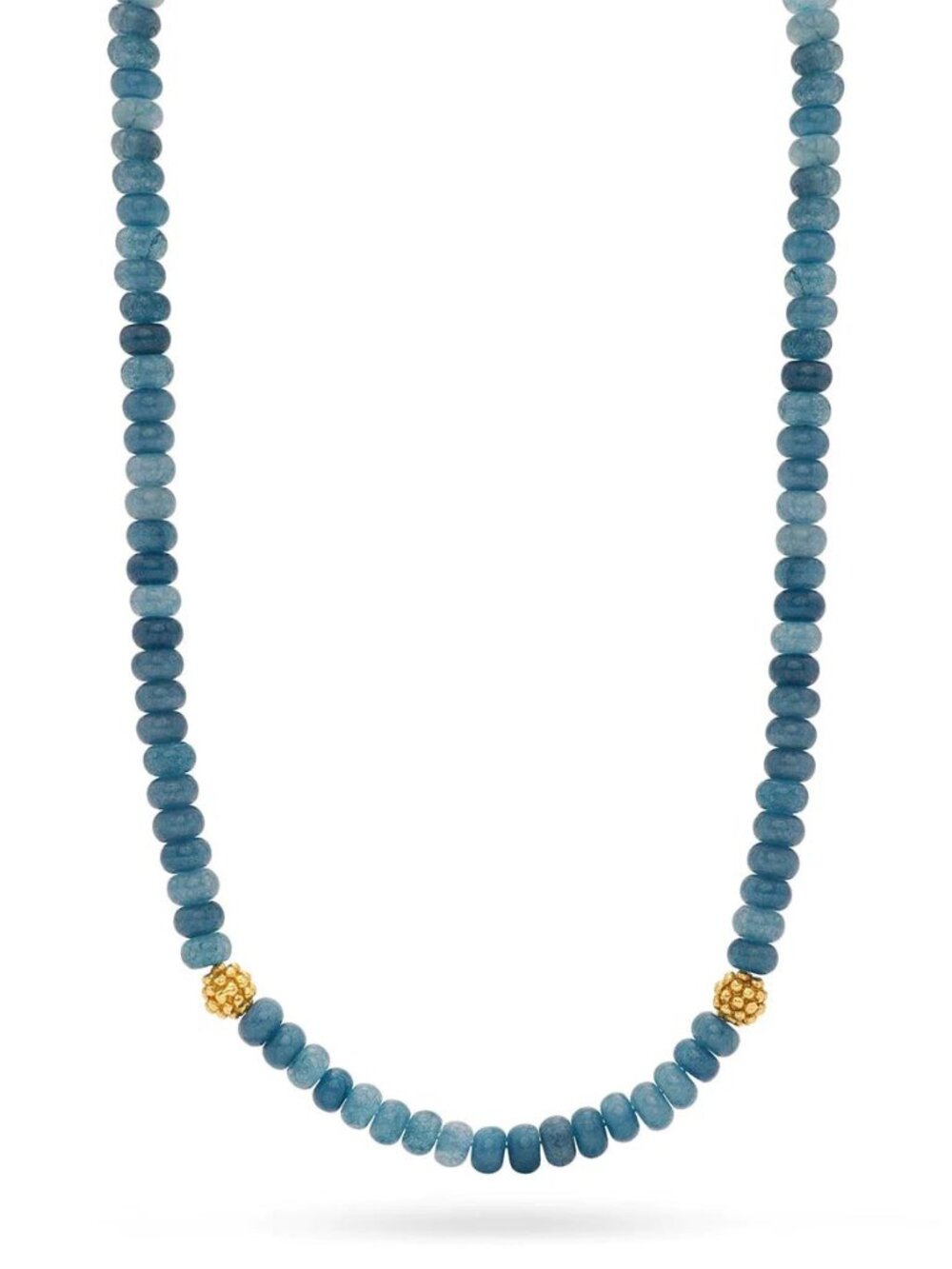 Capucine De Wulf Berry Single Strand Necklace Ocean Jade Gold Beaded 18"
